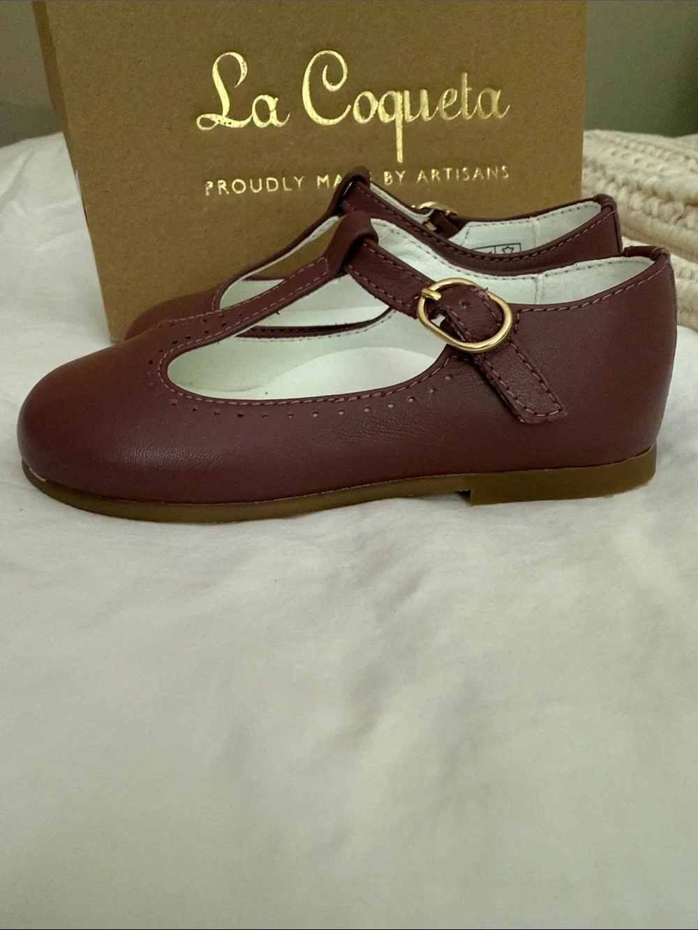Dusty Pink Leather Girl T-Bar Shoes